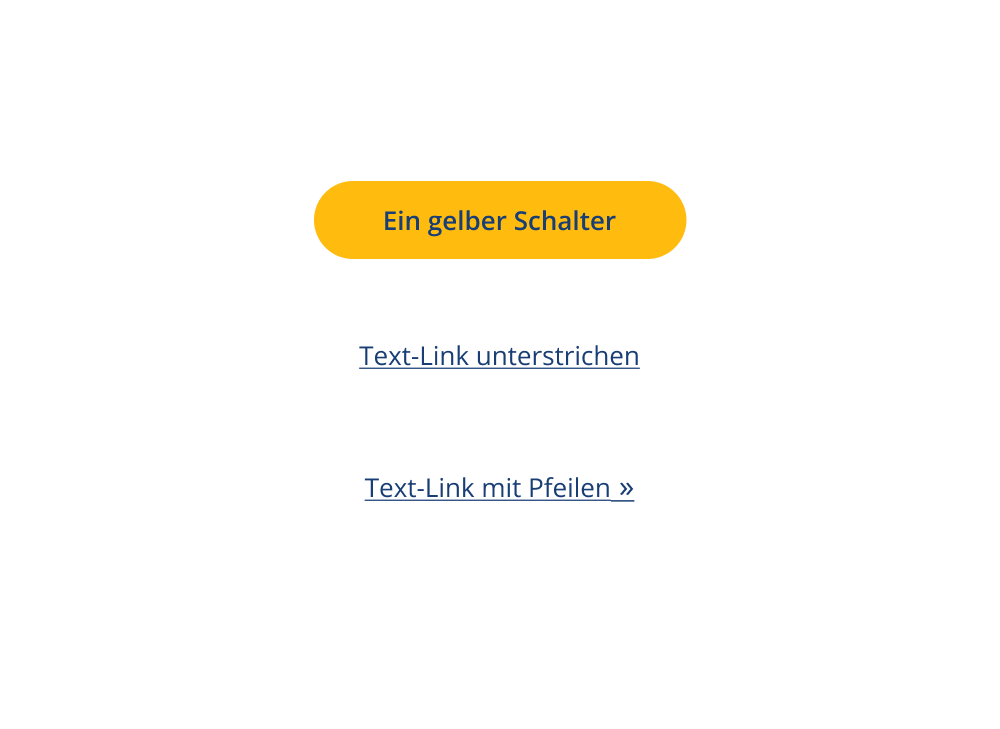 Ein gelber Button, und zwei Text-Links als Beispiel