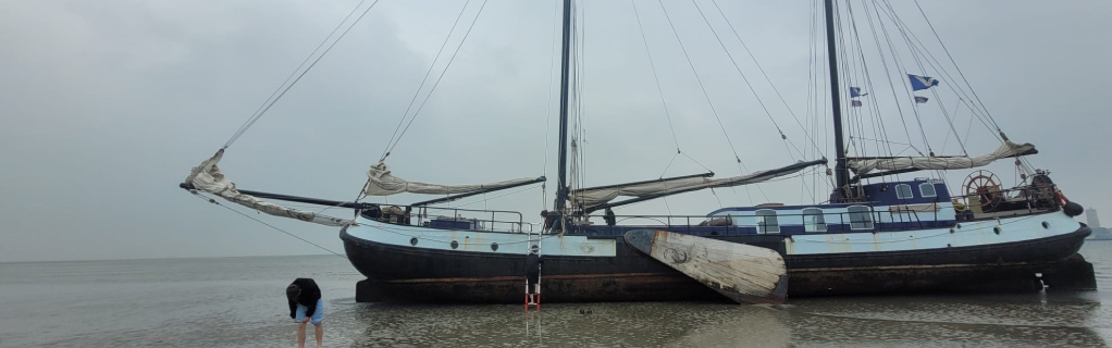 Schiff auf Ebbe, Profilfahrt S3 auf dem Ijselmeer