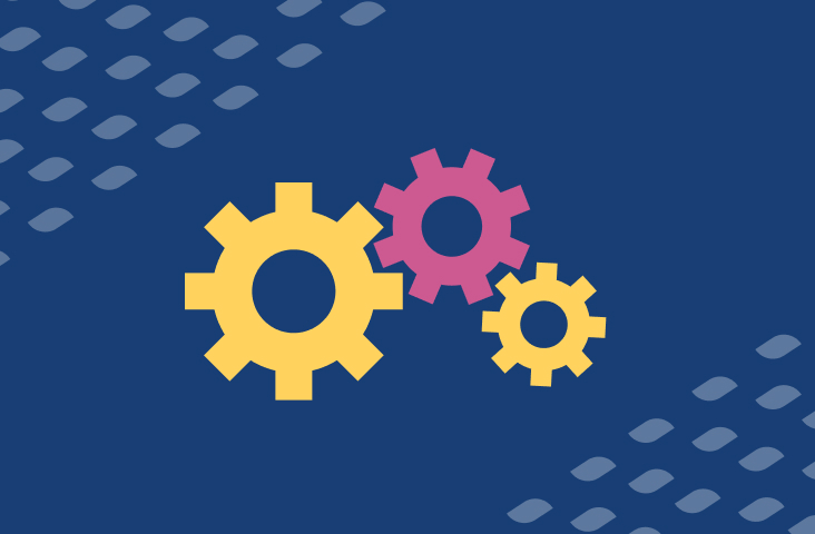 Zahnräder auf blauem Hintergrund